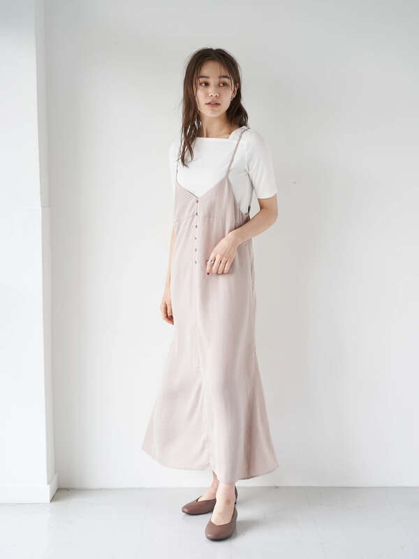 アウトレット サテンキャミワンピース ベージュ ブラウン サックスブルー ラベンダー Earth Music Ecology アース ミュージックアンドエコロジー のレディースワンピース 1b03l0h0130 ファッション通販のstripe Club