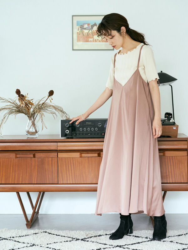 アウトレット Set2点サテンキャミワンピース 半袖プルオーバー ピンク モカ ブルー Earth Music Ecology アースミュージックアンドエコロジー のレディースワンピース 1c03l0h1100 ファッション通販のstripe Club