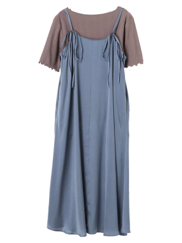 アウトレット Set2点サテンキャミワンピース 半袖プルオーバー ピンク モカ ブルー Earth Music Ecology アースミュージックアンドエコロジー のレディースワンピース 1c03l0h1100 ファッション通販のstripe Club