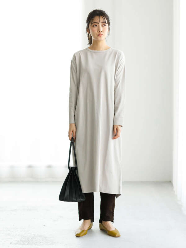 アウトレット オーガニックコットンバックスリットワンピース オフホワイト ブラック ベージュ ブラウン サックスブルー ラベンダー Earth Music Ecology アースミュージックアンドエコロジー のレディースワンピース 1c03l1h0490 ファッション通販のstripe Club