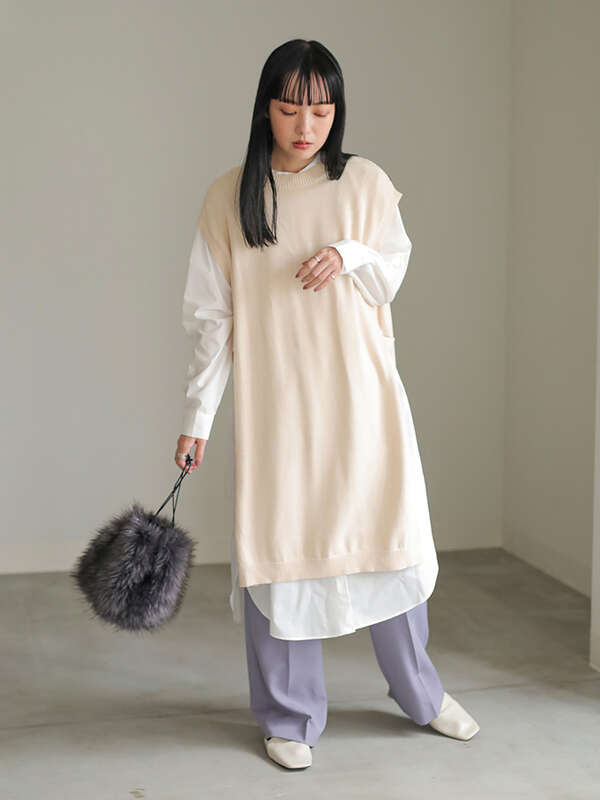 アウトレット ｗｅｂ限定大きな 小さなサイズ Set2点 ニットベスト シャツワンピース ブラック エクリュ Earth Music Ecology アースミュージックアンドエコロジー のレディースワンピース 1c04l0h0460 ファッション通販のstripe Club