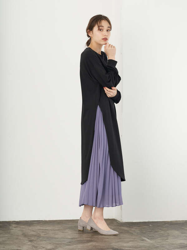 アウトレット Set2点 スリットワンピース プリーツスカート ブラック ブラウン エクリュ Earth Music Ecology アースミュージックアンドエコロジー のレディースワンピース 1c04l1h0140 ファッション通販のstripe Club