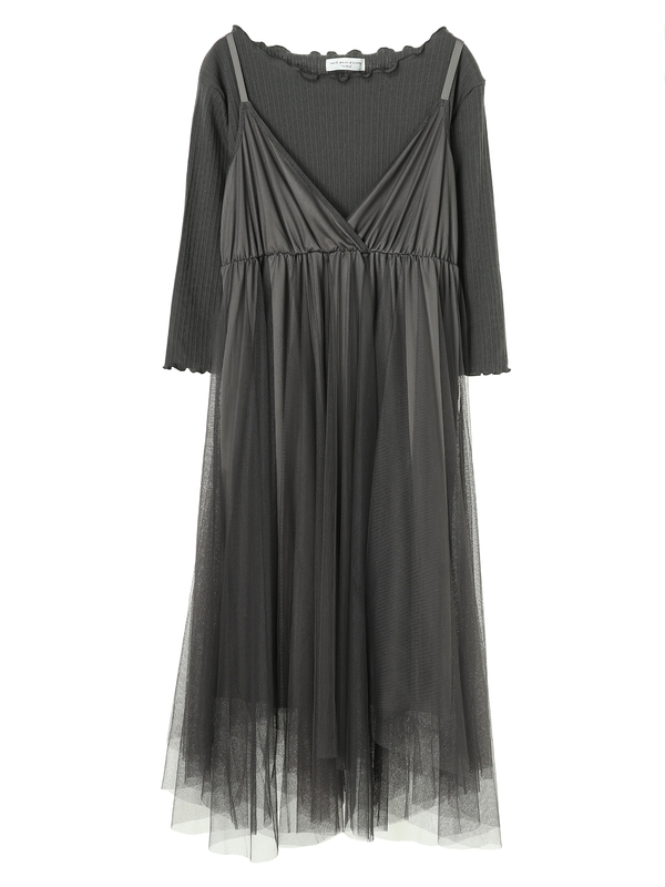 Slj インナー付きチュールワンピース チャコールグレー ブラウン ラベンダー Earth Music Ecology アースミュージックアンドエコロジー のレディースワンピース 1p03l0h0800 ファッション通販のstripe Club