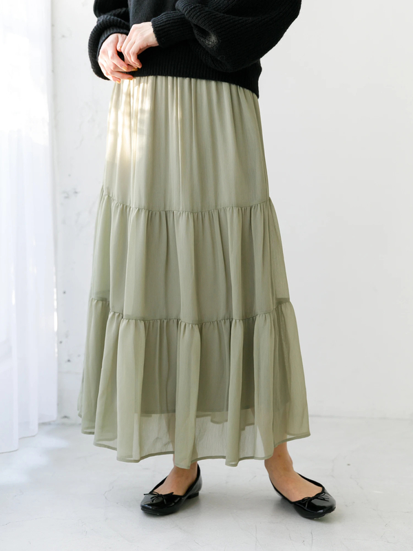 アウトレット シフォンティアードスカート アイボリー ピンク モカ ミント ドット ドットブラック Earth Music Ecology アースミュージックアンドエコロジー のレディーススカート 1b11l0l0130 ファッション通販のstripe Club