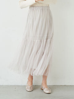 アウトレット ワッシャーチュールスカート グレーベージュ ライトイエロー ミント エクリュ Earth Music Ecology アース ミュージックアンドエコロジー のレディーススカート 1c11l0l0300 ファッション通販のstripe Club