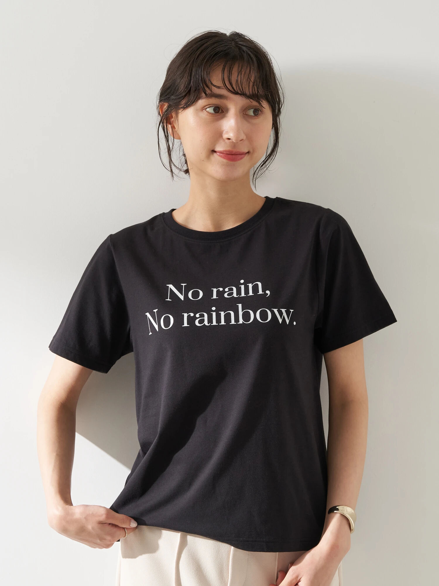 No Rain No Rainbow women's graphic tee - black