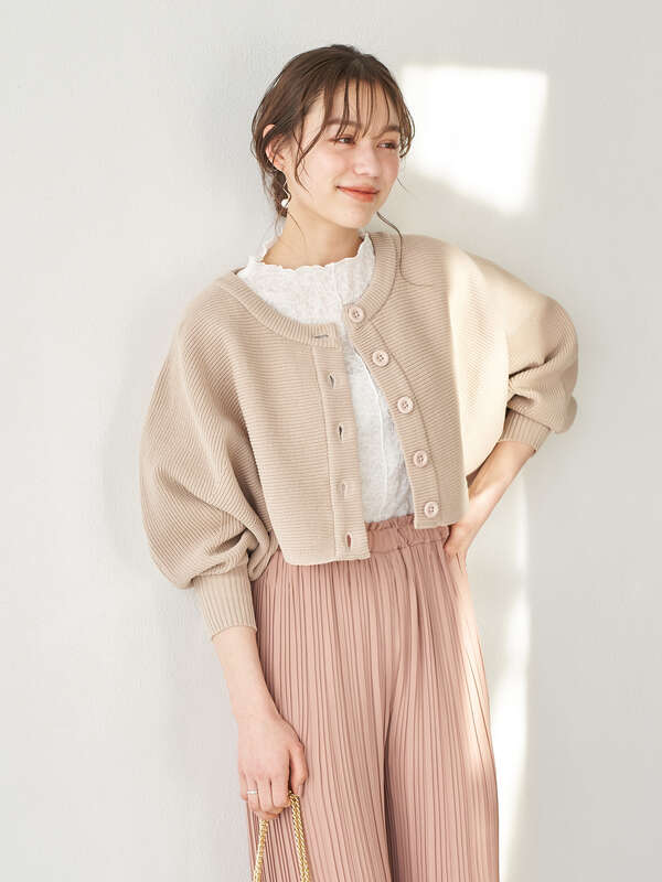 ニットショートカーディガン ピンク ベージュ モカ イエロー Earth Music Ecology アース ミュージックアンドエコロジー のレディースカーディガン 1d11l2d00 ファッション通販のstripe Club