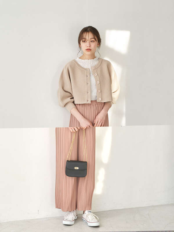 ニットショートカーディガン ピンク ベージュ モカ イエロー Earth Music Ecology アース ミュージックアンドエコロジー のレディースカーディガン 1d11l2d00 ファッション通販のstripe Club