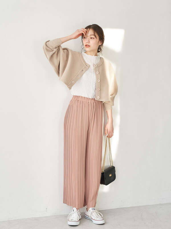 ニットショートカーディガン ピンク ベージュ モカ イエロー Earth Music Ecology アース ミュージックアンドエコロジー のレディースカーディガン 1d11l2d00 ファッション通販のstripe Club