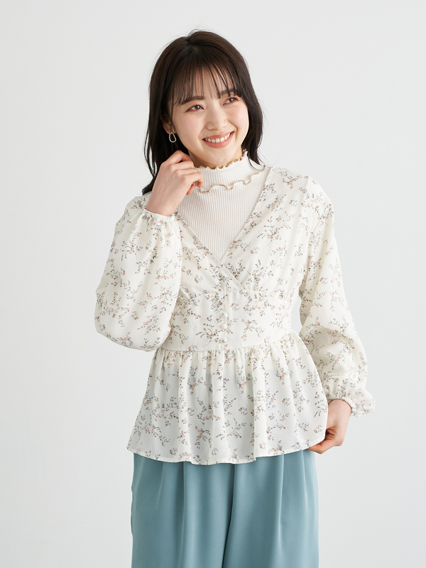 エンパイアブラウス アイボリー ブラック ミント Earth Music Ecology アースミュージックアンドエコロジー のレディースカットソー 1b11l0c0300 ファッション通販のstripe Club