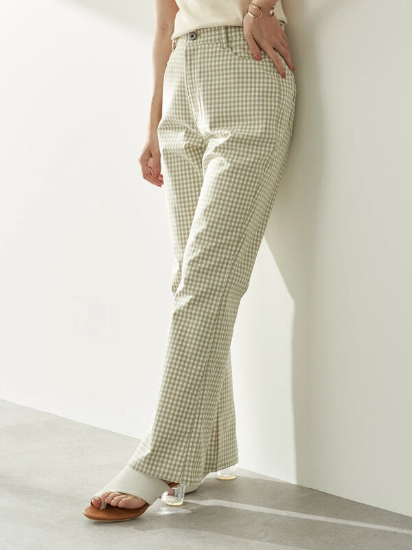 アウトレット ギンガムチェックセミフレアパンツ ブラック ピンク ベージュ ミント Earth Music Ecology アースミュージックアンドエコロジー のレディースパンツ 1b12l0f0140 ファッション通販のstripe Club