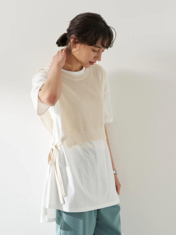 アウトレット Set2点 ショートニットベスト スクエアヘムチュニック アイボリー ブラック カーキ Earth Music Ecology アースミュージックアンドエコロジー のレディースカットソー 1c16l1g0600 ファッション通販のstripe Club