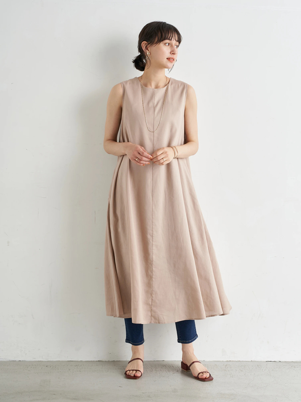 レーヨンリネンスリーブレスワンピース ベージュ ブルー ラベンダー Earth Music Ecology アースミュージックアンドエコロジー のレディースワンピース 1c16l0h0300 ファッション通販のstripe Club