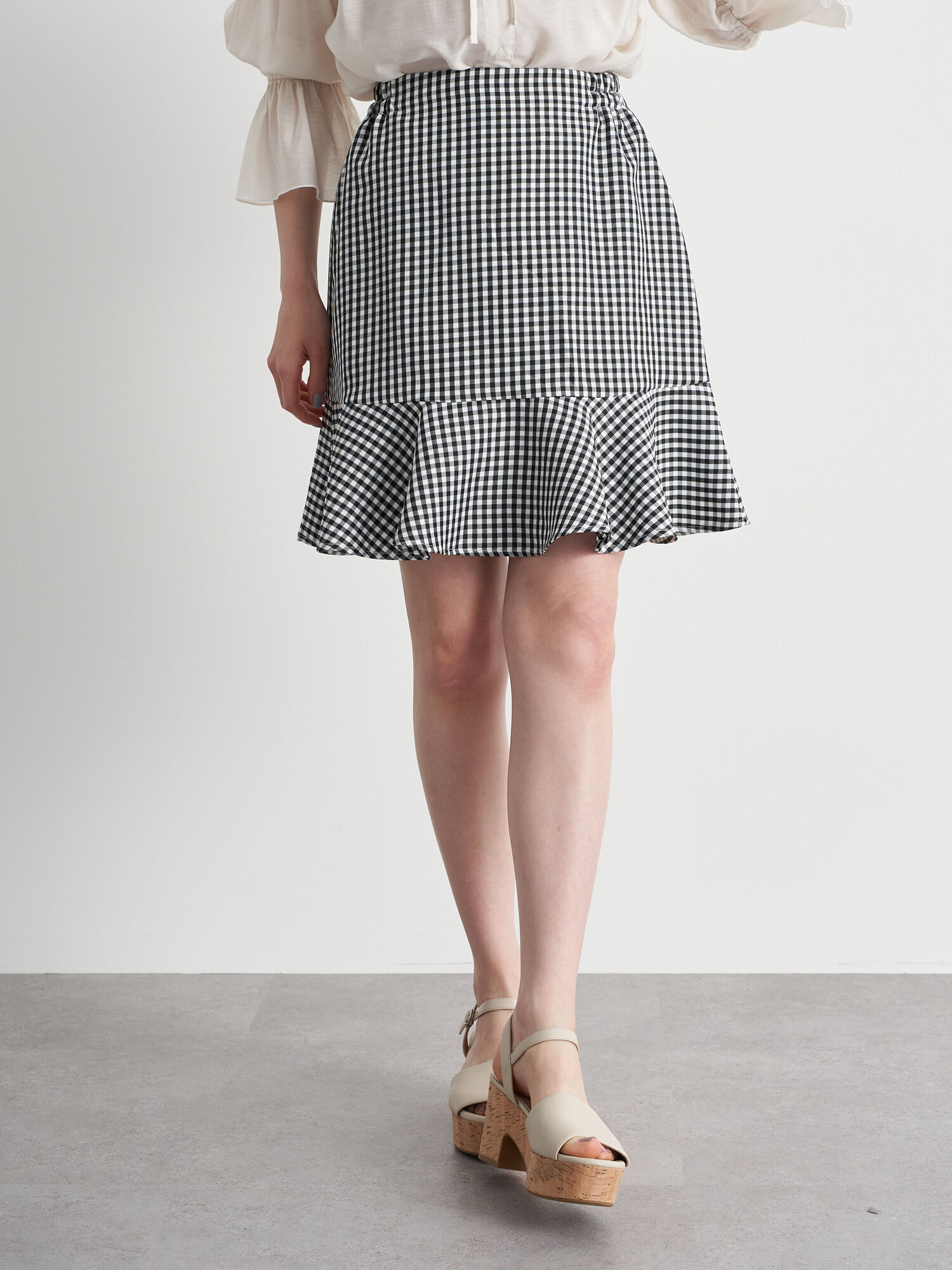 アウトレット】フリルミニスカート（ブラック/イエロー/パープル  