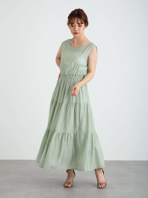 アウトレット 古着 バックリボンシアーティアードワンピース オレンジ ミント ブルー Earth Music Ecology アースミュージックアンドエコロジー のレディースワンピース 1b16l0h0800 ファッション通販のstripe Club