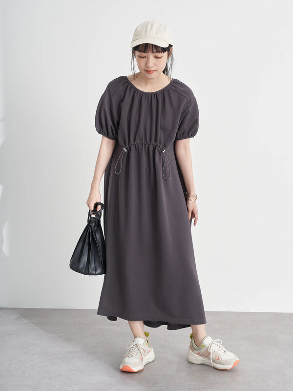 アウトレット 古着 パフスリーブドロストワンピース チャコールグレー ベージュ ブルー Earth Music Ecology アース ミュージックアンドエコロジー のレディースワンピース 1c16l1h0400 ファッション通販のstripe Club