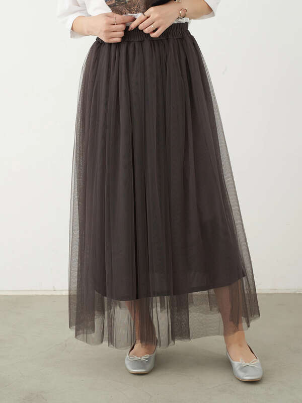 古着 ふんわりチュールスカート ライトグレー チャコールグレー ピンクベージュ Earth Music Ecology アース ミュージックアンドエコロジー のレディーススカート 1b13l0l0730 ファッション通販のstripe Club