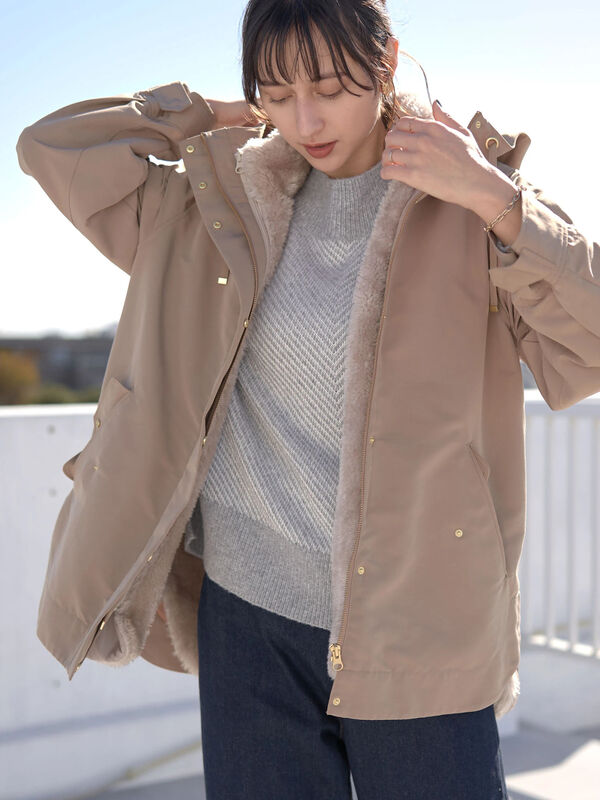 3wayマウンテンパーカー ベストファー ベージュ カーキ Earth Music Ecology アースミュージックアンドエコロジー のレディースコート 1c21l0z0130 ファッション通販のstripe Club