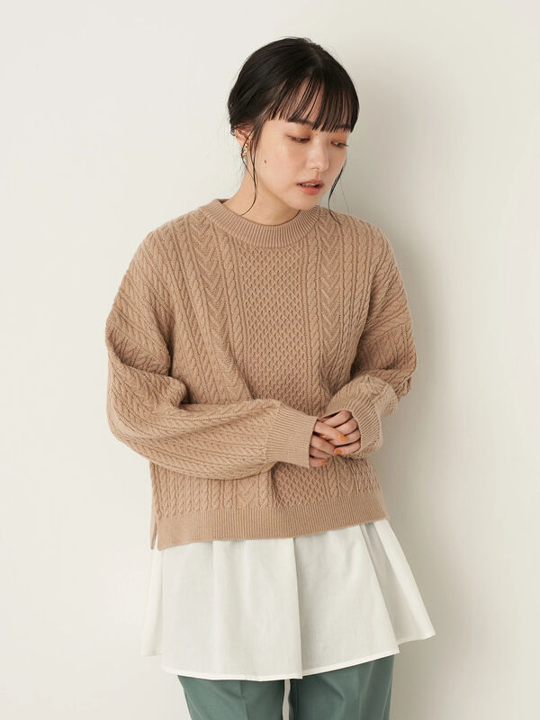 Web限定 Set2点 ケーブルニット インナー アイボリー ベージュ ローズ Earth Music Ecology アースミュージックアンドエコロジー のレディースニット セーター Ba13l2c0300 ファッション通販のstripe Club