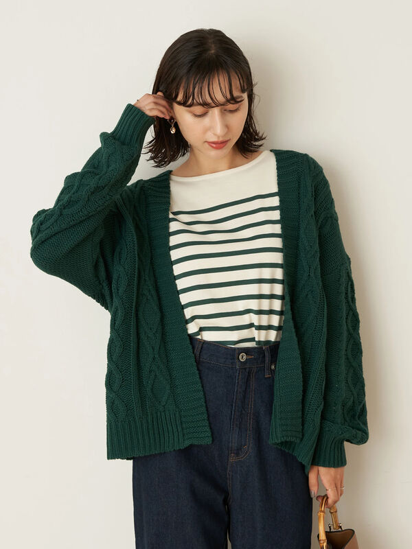 アウトレット アランカーディガン アイボリー チャコールグレー ベージュ ダークグリーン Earth Music Ecology アースミュージックアンドエコロジー のレディースカーディガン 1c14l2d0240 ファッション通販のstripe Club