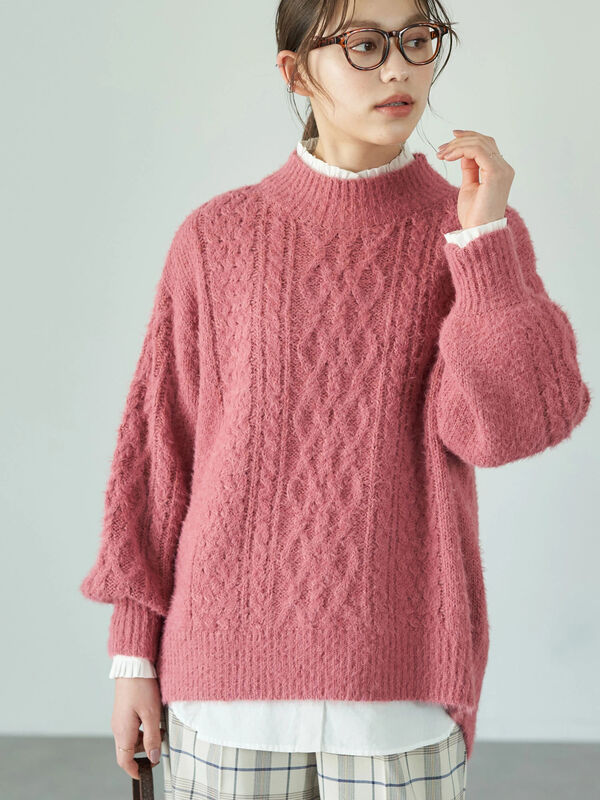 ノーブランド レディース Ll ウール セーター ハイネック ピンク系赤 大きいサイズ 大きな割引 ウール