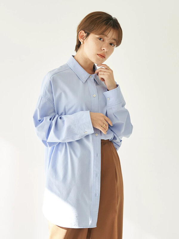 ビッグシャツ サックスブルー ストライプサックス ストライプアイボリー Earth Music Ecology アースミュージックアンドエコロジー のレディースシャツ ブラウス 1b21l0a0730 ファッション通販のstripe Club