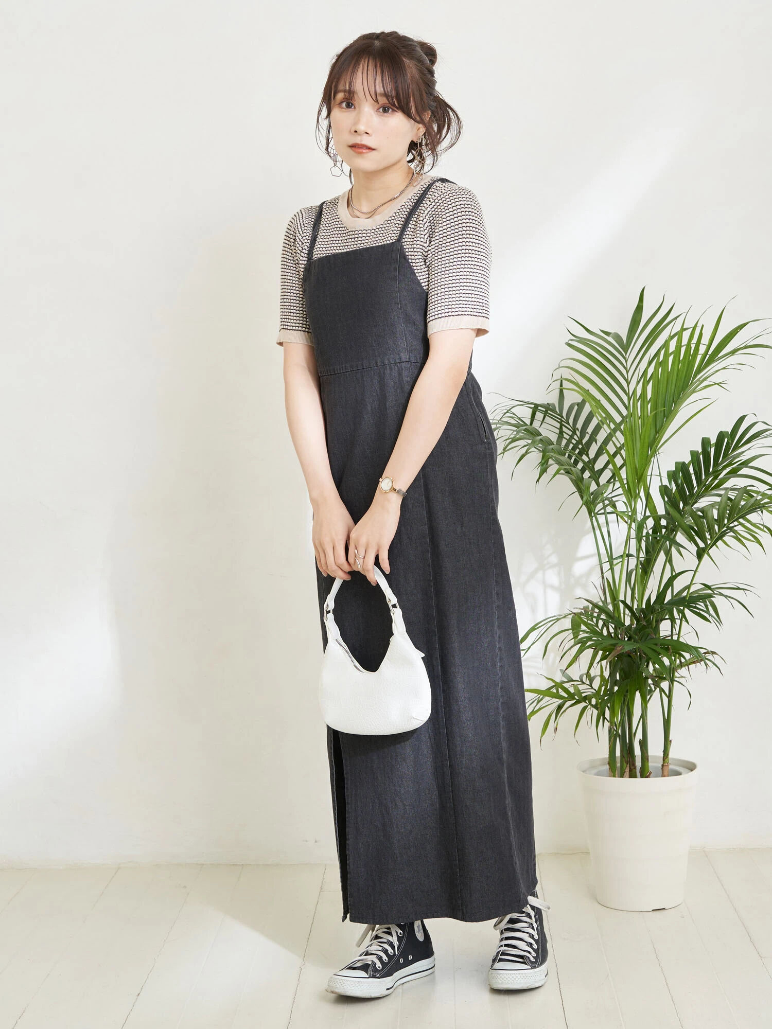デニムキャミワンピース ブラック インディゴ Earth Music Ecology アースミュージックアンドエコロジー のレディースワンピース 1d22l0h0300 ファッション通販のstripe Club