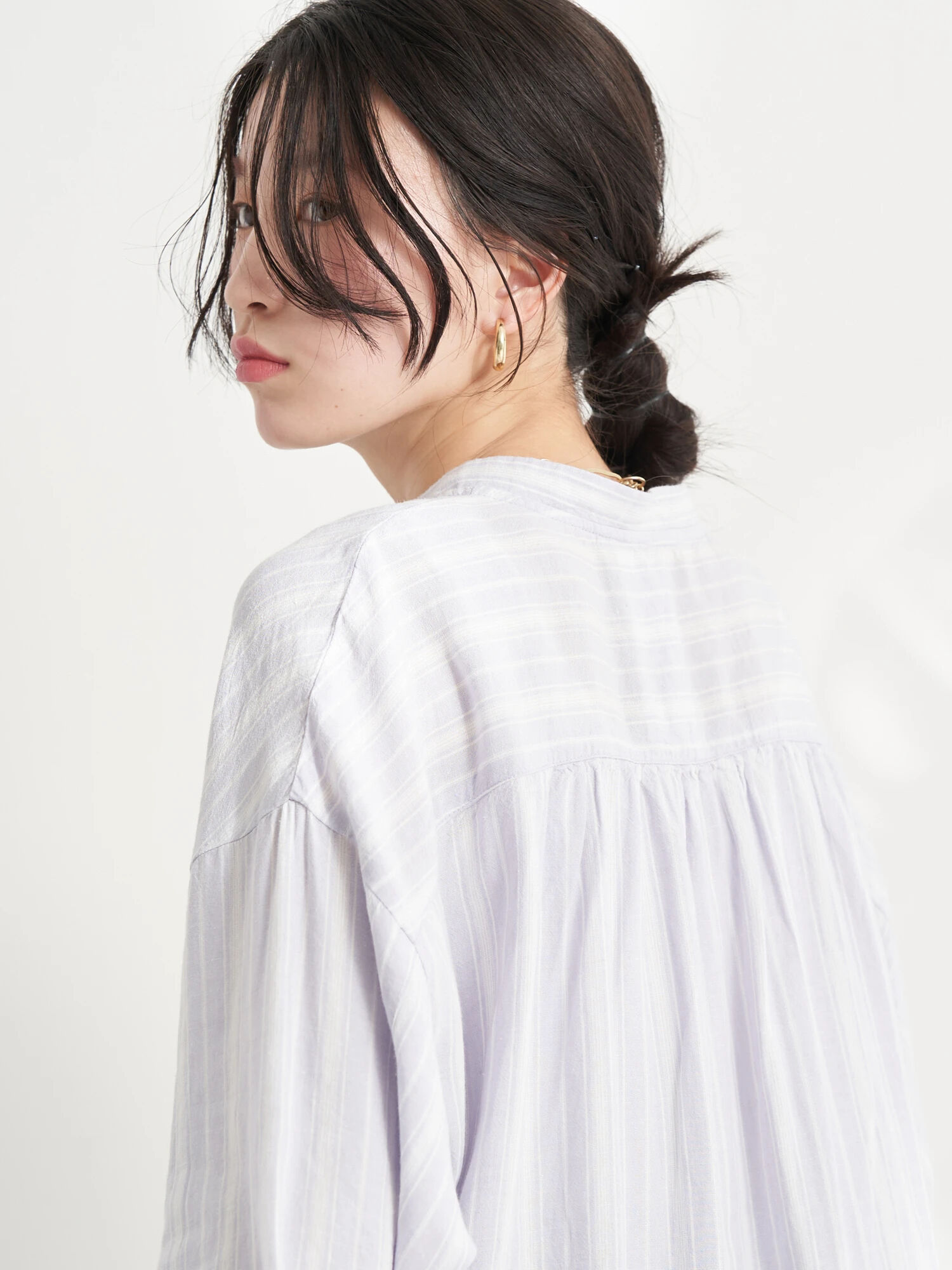アウトレット】【大きい・小さいサイズ(WEB限定)】麻混バックギャザー 