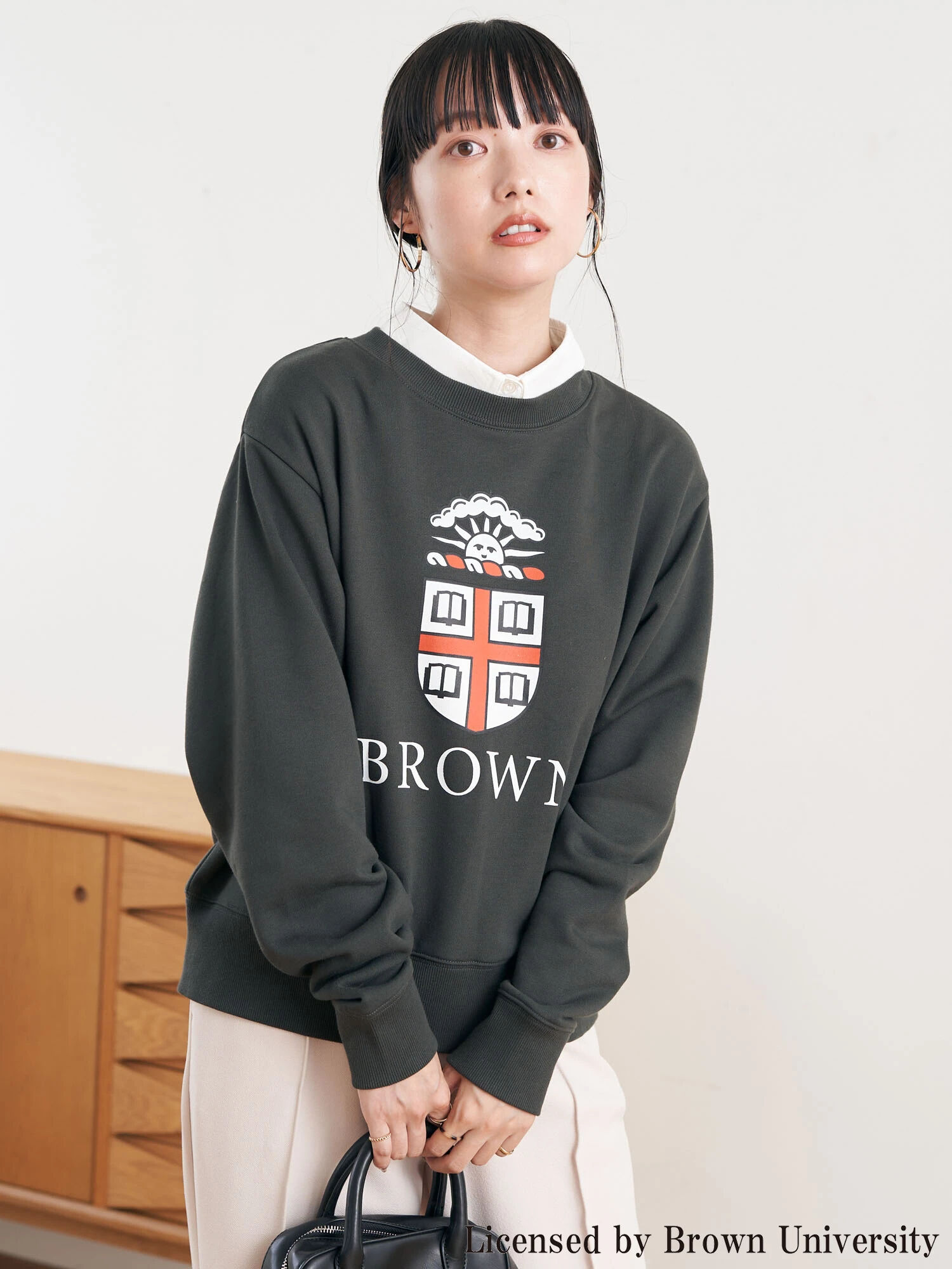 【アウトレット】別注 BROWN 衿付き裏毛プルオーバー