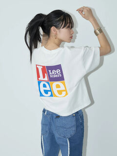 Lee×e.m.a.e BACK PRINT TEE（オフホワイト/ピンク/ライムグリーン