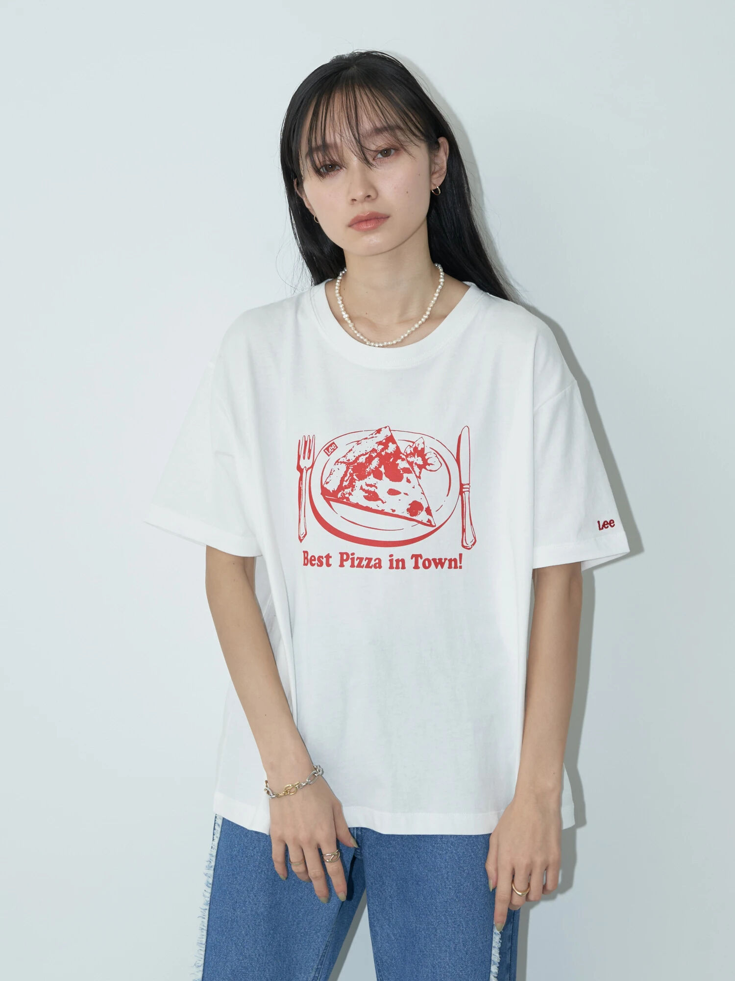 【アウトレット】Lee×e.m.a.e PIZZA TEE（オフホワイト