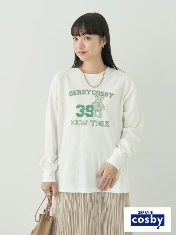 アウトレット】別注 cosby ベアープリントロングTシャツ（オフホワイト