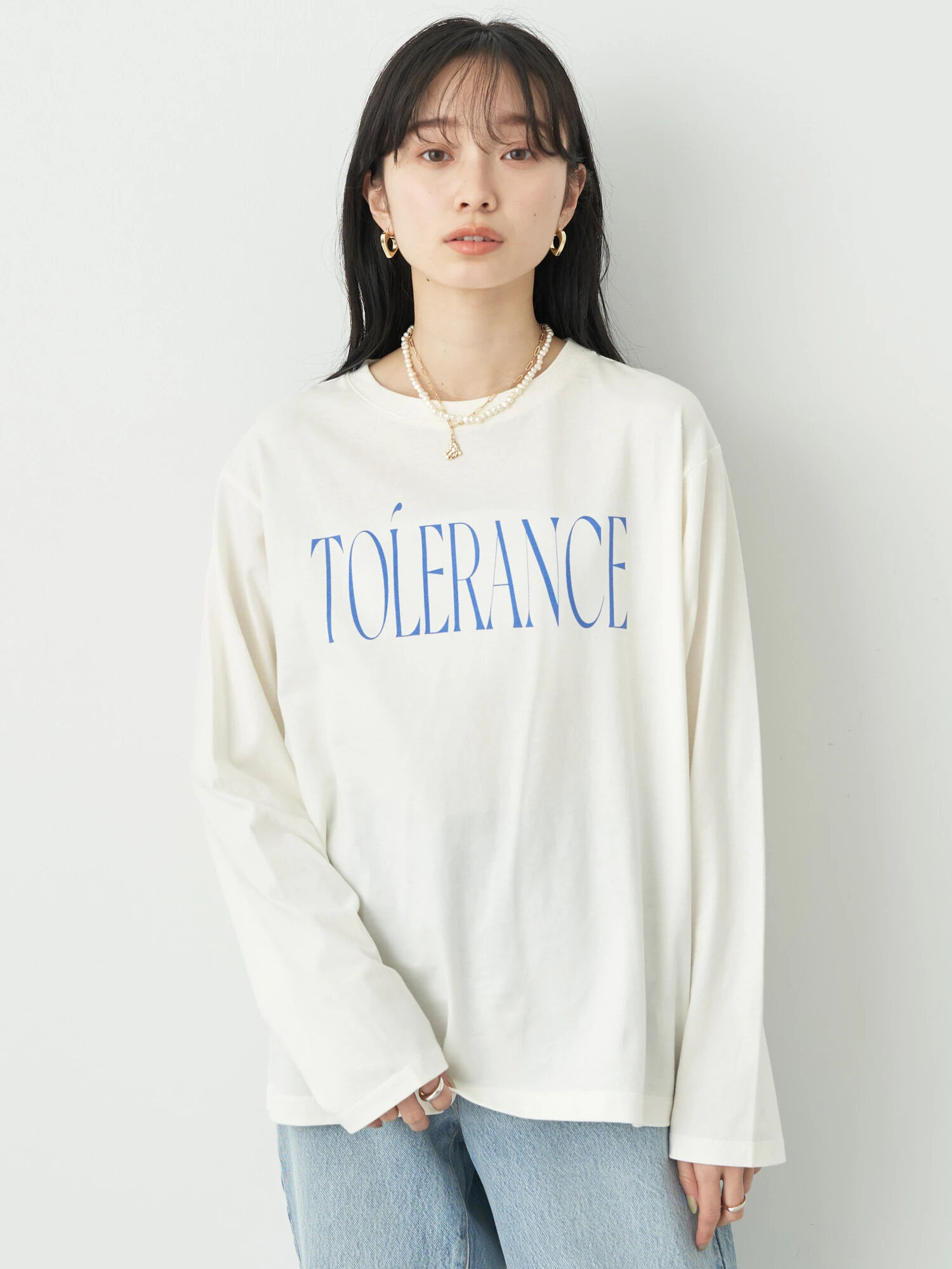 アウトレット】tolerance ロゴロンTEE（オフホワイト/ダークネイビー