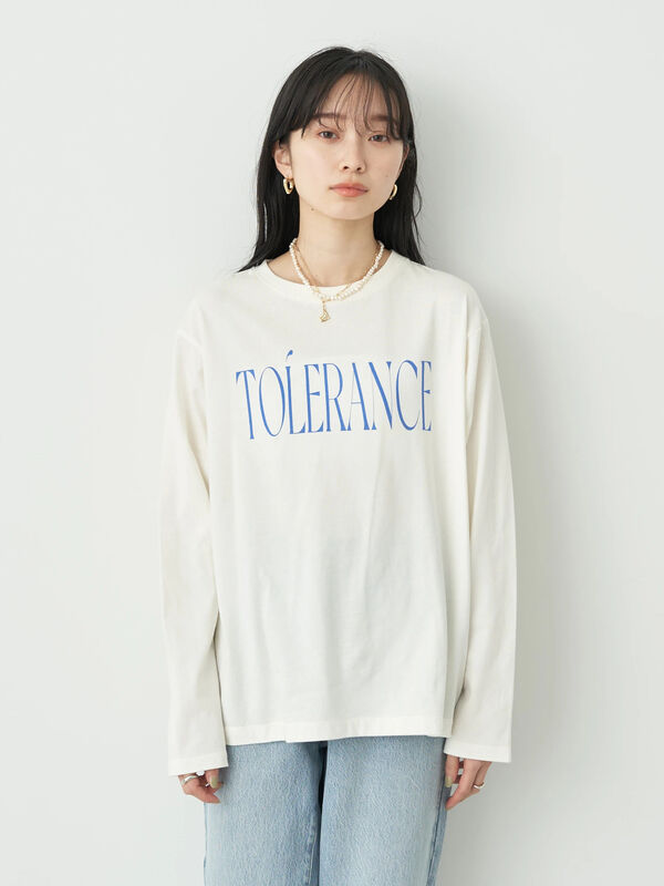 アウトレット】tolerance ロゴロンTEE（オフホワイト/ダークネイビー