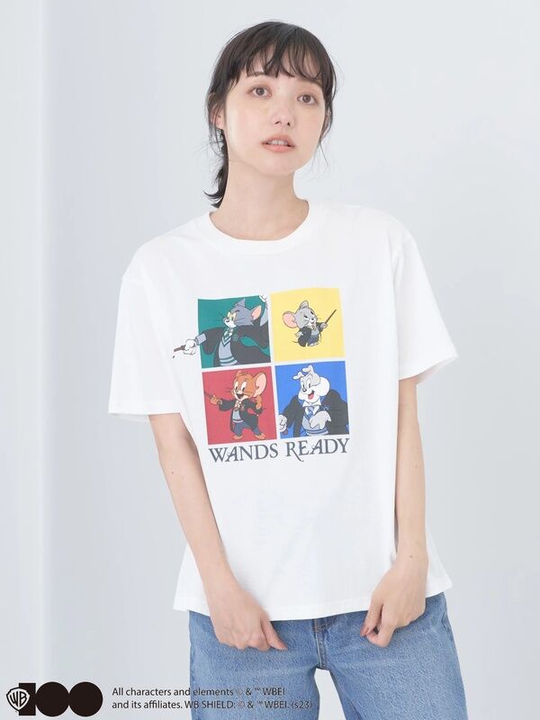 アウトレット】トムとジェリー HOGWARTS Tシャツ（オフホワイト