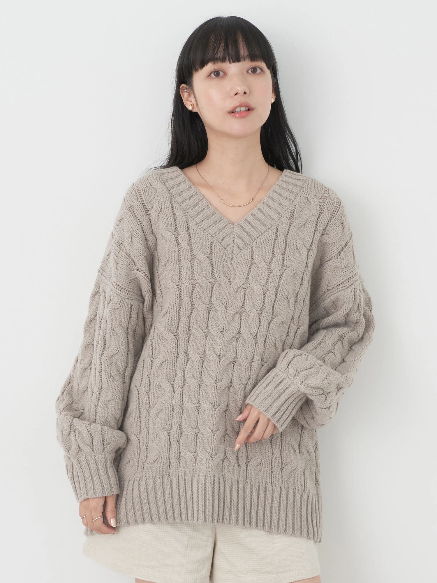 na.e Cable Warm Knit Brown ナエ　ケーブルニット