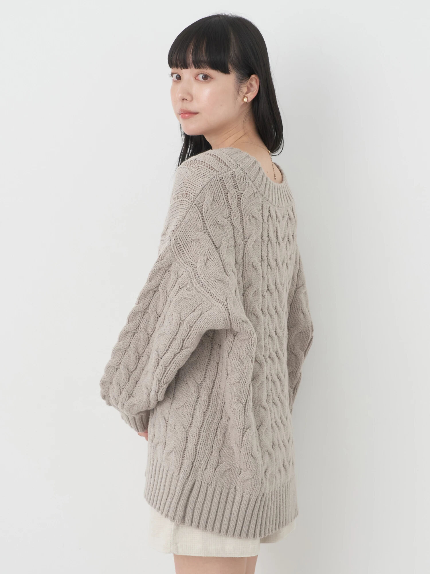 na.e Cable Warm Knit Brown ナエ　ケーブルニット