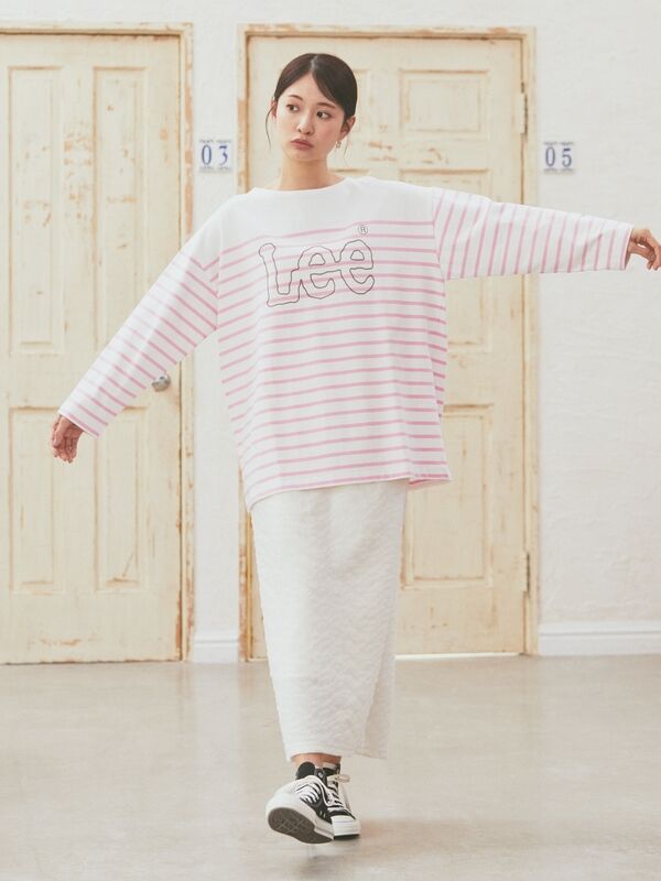 Lee×e.m.a.e BORDER L/S TEE（ブラック/ピンク/ブルー） / earth