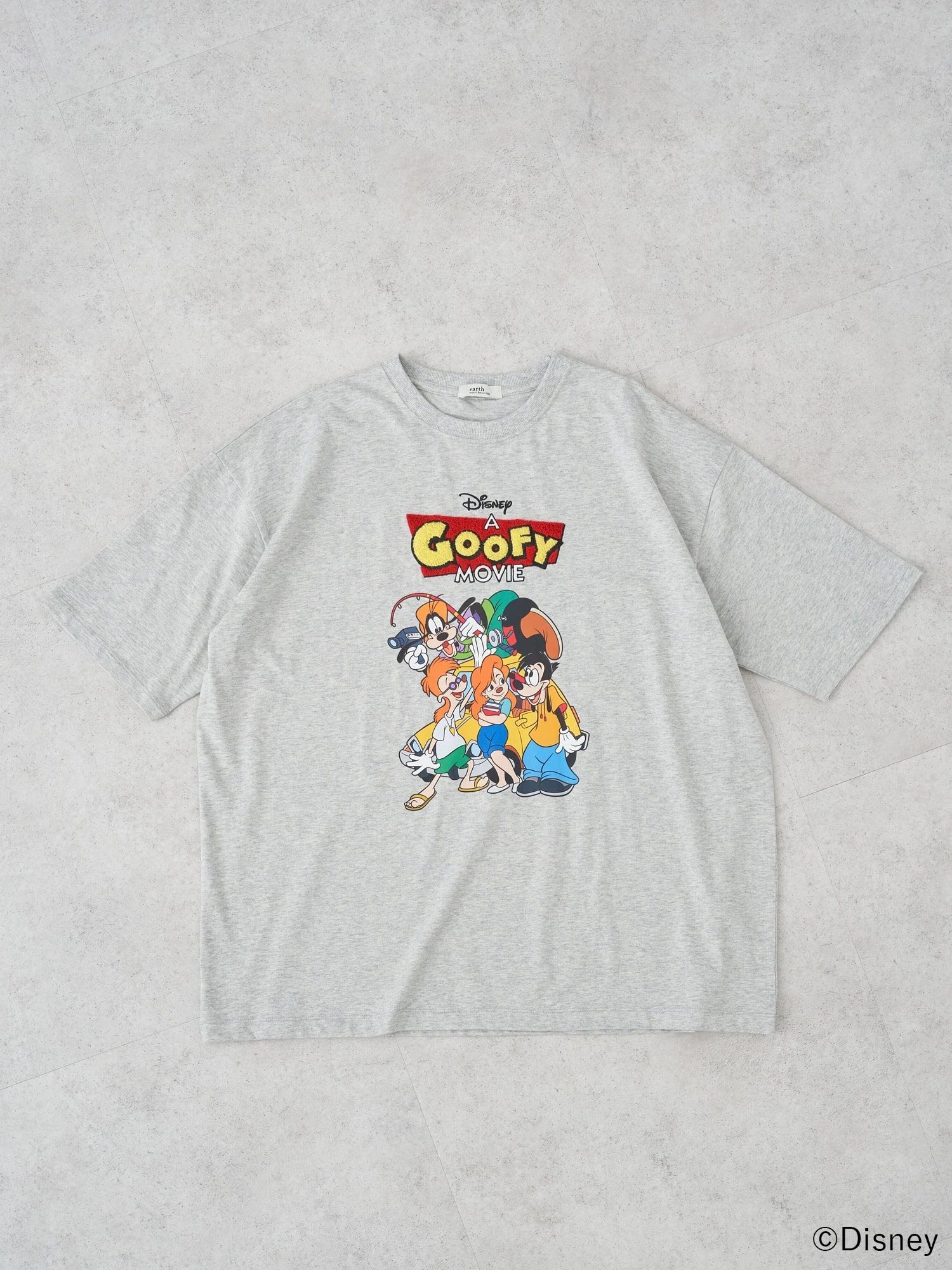 Goofy&Max/フロントアートBIGTee（ホワイト/杢グレー） / earth 