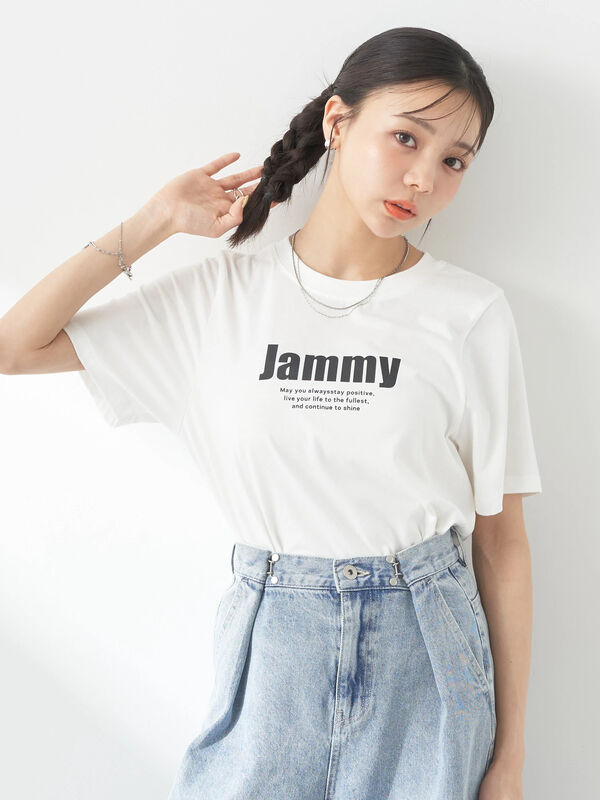 ロゴソリッドミニマルTシャツ（オフホワイト/チャコールグレー/ピンク 