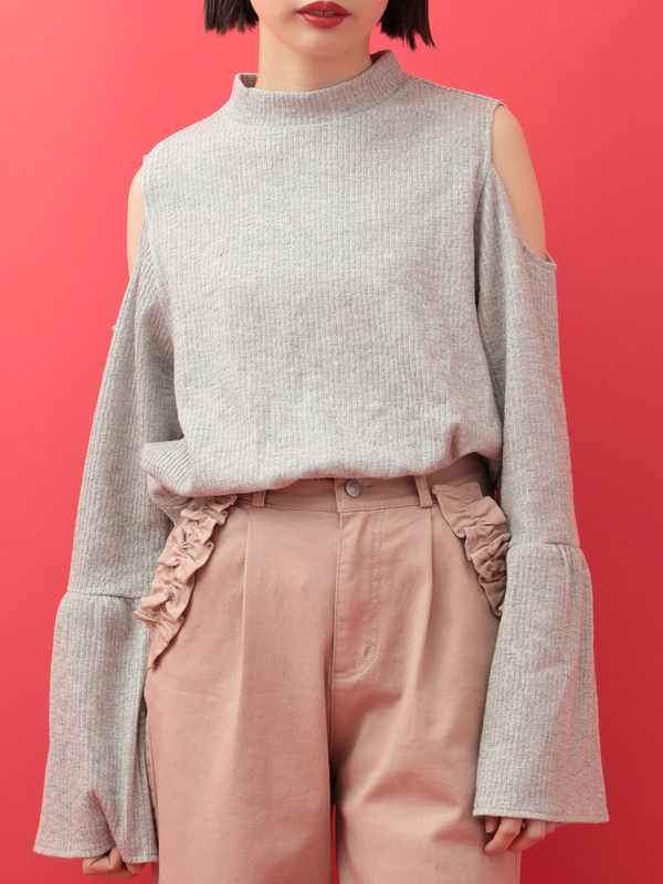 アウトレット オフショルフリルスリーブプルオーバー オフホワイト 杢グレー ブラック E Hyphen World Gallery イーハイフンワールドギャラリー のレディースカットソー 171c ファッション通販のstripe Club