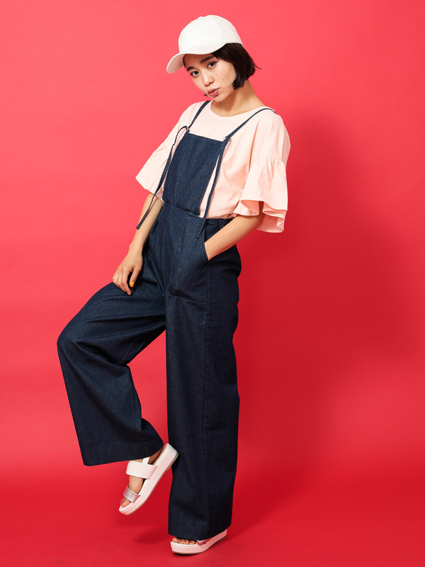 アウトレット 2way ハイウエストサロペット ライトブルー ブルー E Hyphen World Gallery イーハイフン ワールドギャラリー のレディースサロペット 172hf12 ファッション通販のstripe Club