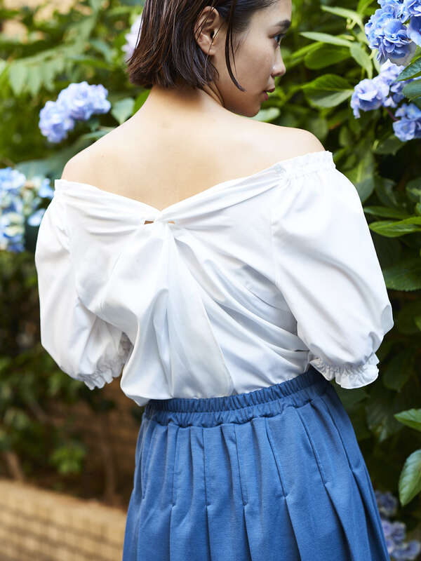 アウトレット バッグひねりオフショルプルオーバー ブラック レッド オレンジ イエロー E Hyphen World Gallery イーハイフンワールドギャラリー のレディースシャツ ブラウス 176a ファッション通販のstripe Club