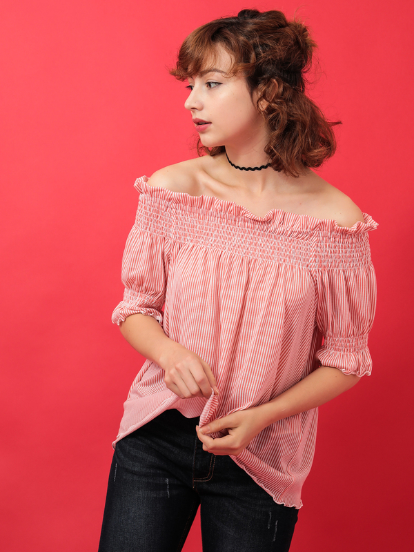 アウトレット ストライプオフショルプルオーバー レッド サックスブルー ネイビー E Hyphen World Gallery イーハイフンワールドギャラリー のレディースシャツ ブラウス 176a ファッション通販のstripe Club