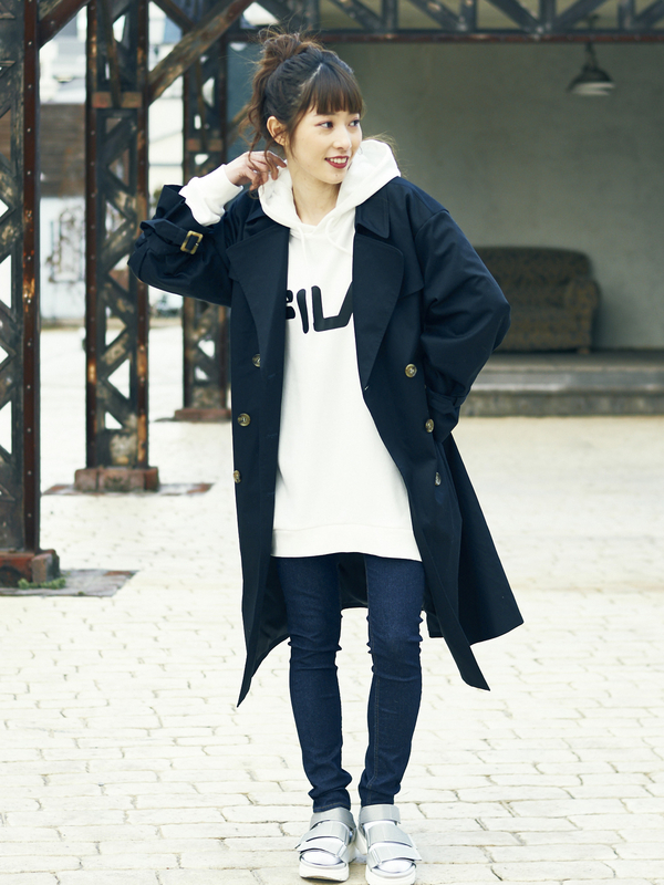 アウトレット ルーズロングトレンチコート ベージュ ネイビー E Hyphen World Gallery イーハイフン ワールドギャラリー のレディースコート 181i304 ファッション通販のstripe Club