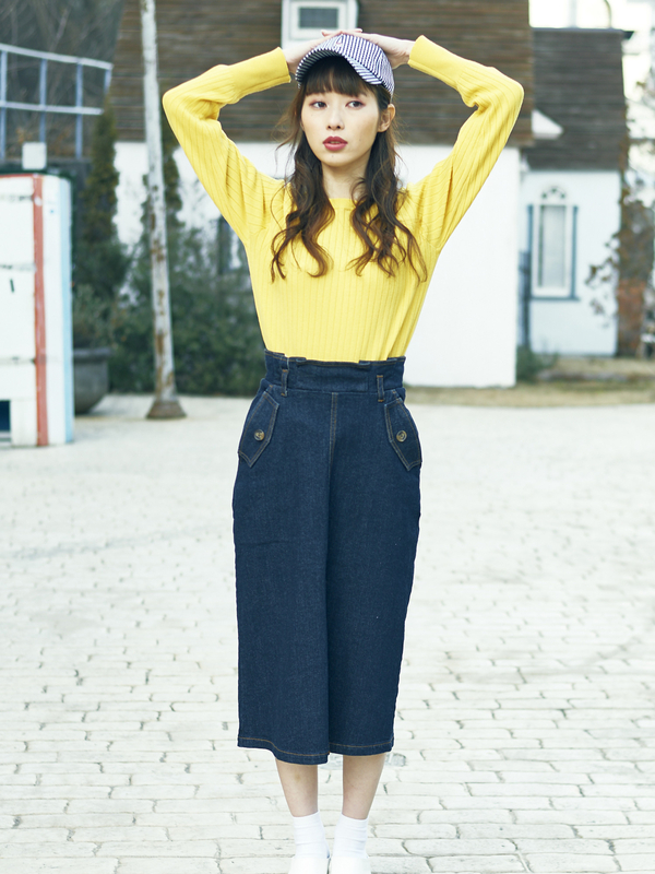 アウトレット Mina 5月号掲載アイテム デニムフラップポケットスカート インディゴ ブラックインディゴ E Hyphen World Gallery イーハイフンワールドギャラリー のレディーススカート 181l130 ファッション通販のstripe Club