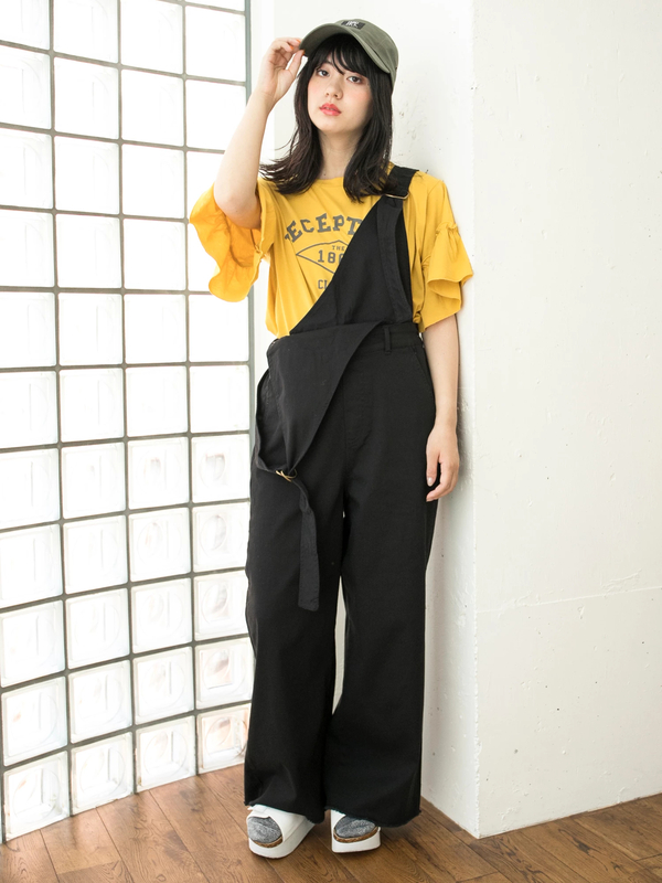 アウトレット 3wayワイドサロペット ブラック ベージュ E Hyphen World Gallery イーハイフン ワールドギャラリー のレディースサロペット 1hf04 ファッション通販のstripe Club