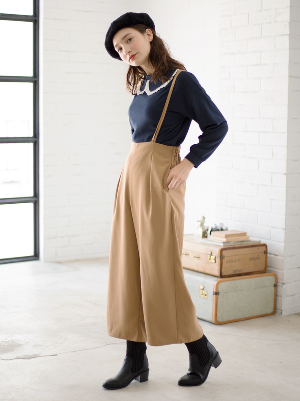 アウトレット ダブルストラップサロペット ブラック ダークベージュ E Hyphen World Gallery イーハイフン ワールドギャラリー のレディースサロペット 1hf02 ファッション通販のstripe Club