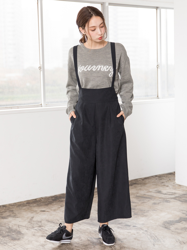 アウトレット P起毛サロペット ブラック ベージュ ブラウン E Hyphen World Gallery イーハイフン ワールドギャラリー のレディースサロペット 187hf00 ファッション通販のstripe Club