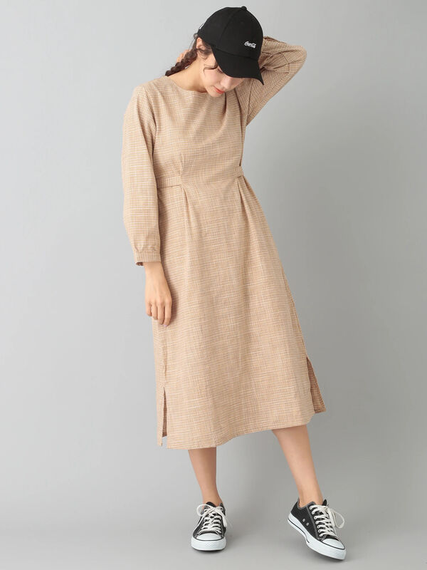 アウトレット タックチェックワンピース グレー ブラウン カーキ E Hyphen World Gallery イーハイフン ワールドギャラリー のレディースワンピース 2b91l0h12 ファッション通販のstripe Club